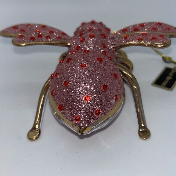 New in box Joan Rivers blown glass bee ornament pink XXV 2015 - Picture 4 of 8